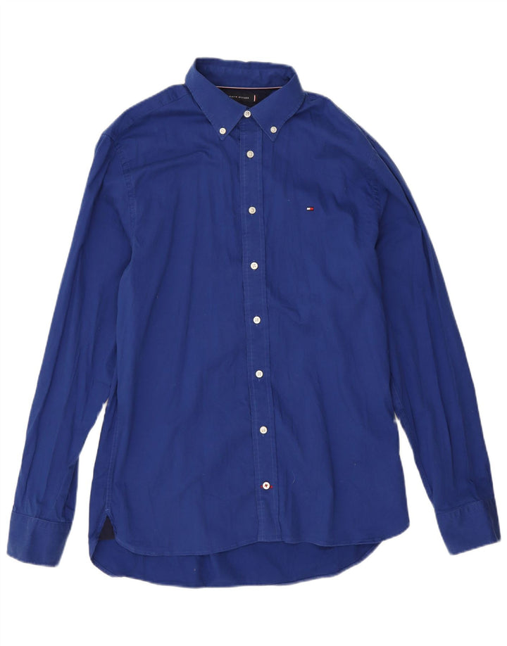 Tommy Hilfiger Herrenhemd mittelblaue Baumwolle