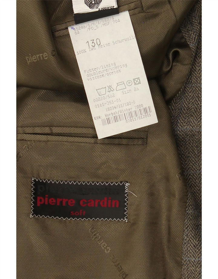 PIERRE CARDIN Mens 3 Button Blazer Jacket UK 40 Large Grey Check New Wool Vintage Pierre Cardin and Second-Hand Pierre Cardin from Messina Hembry 