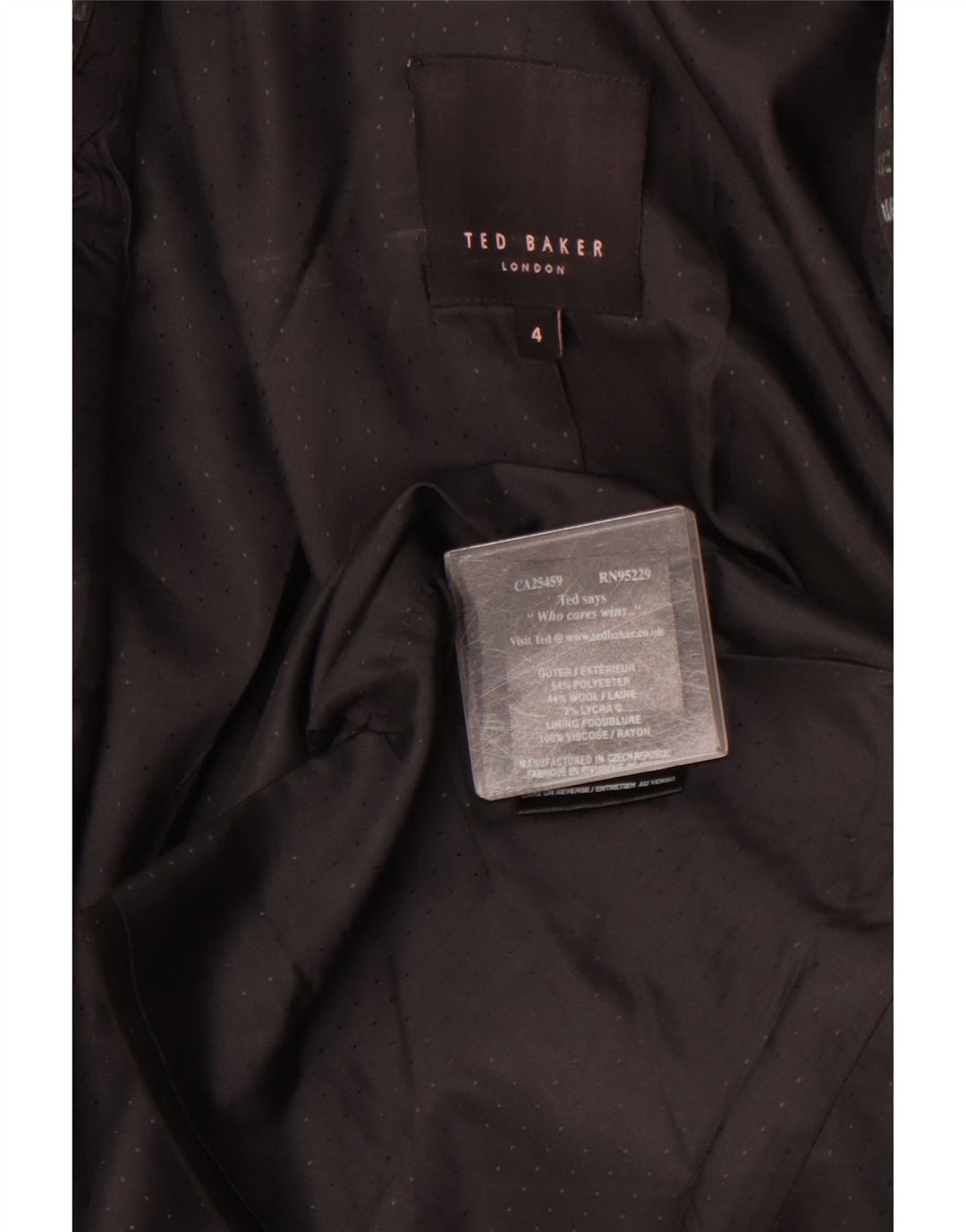 TED BAKER Damen-Blazer mit 1 Knopf, Größe 4, groß, schwarz gefleckt