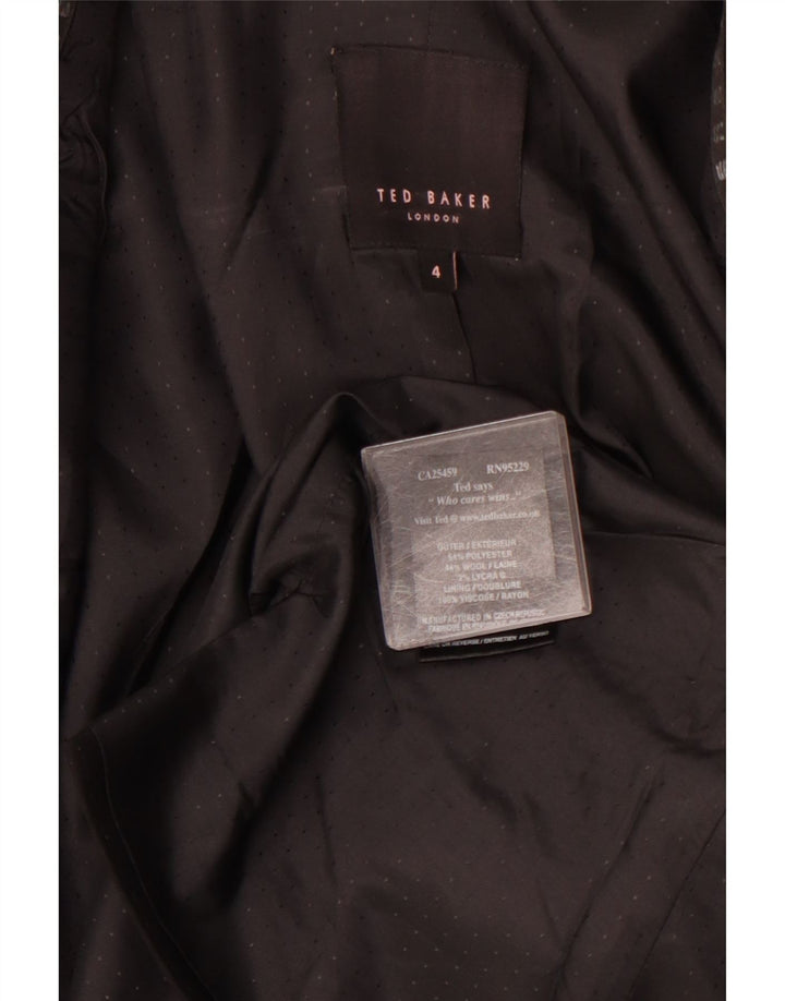 TED BAKER Damen-Blazer mit 1 Knopf, Größe 4, groß, schwarz gefleckt