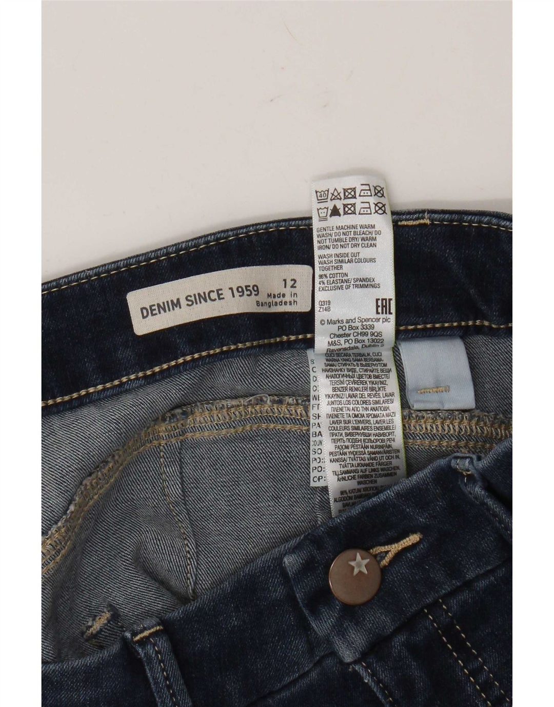 Marks & Spencer Damen Jeansshorts UK 12 Medium W32 Blaue Baumwolle