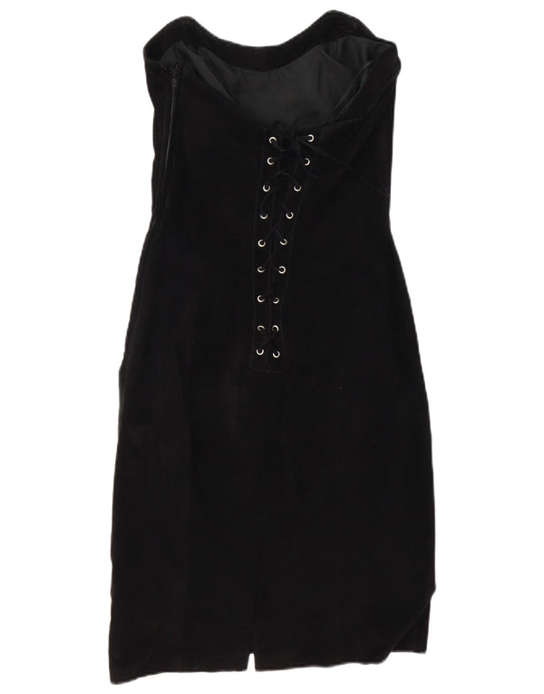 Vintage Damen Wildleder Trägerloses Kleid US 11 Großes schwarzes Leder