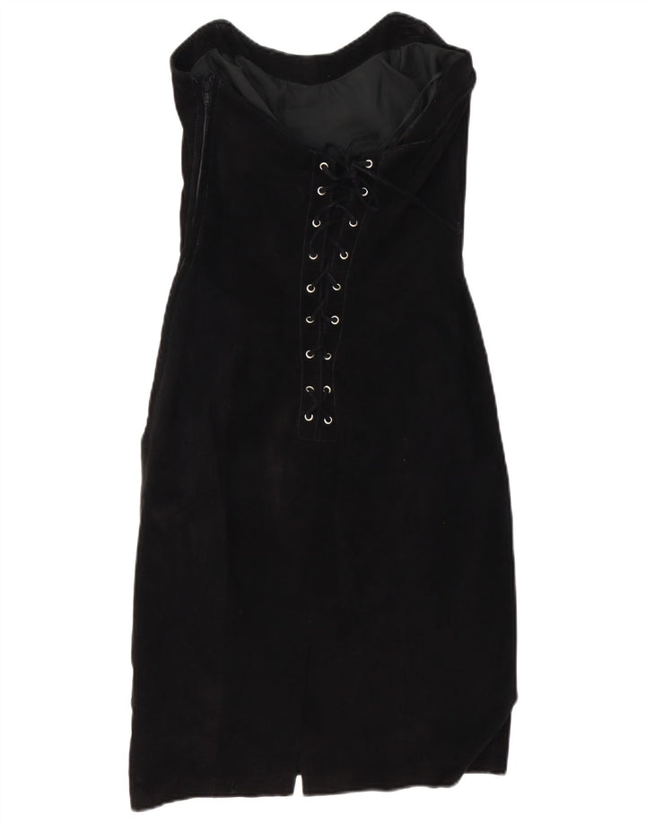 Vintage Damen Wildleder Trägerloses Kleid US 11 Großes schwarzes Leder