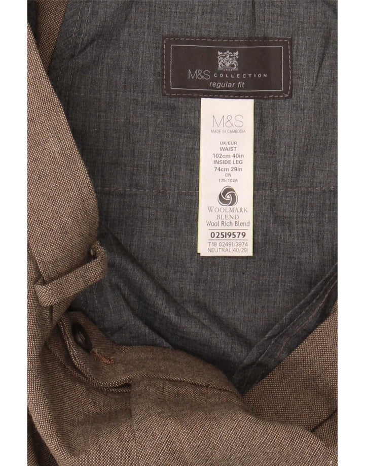 Marks & Spencer Herren-Anzughose in normaler Passform, W40, L29, Beige, Polyester