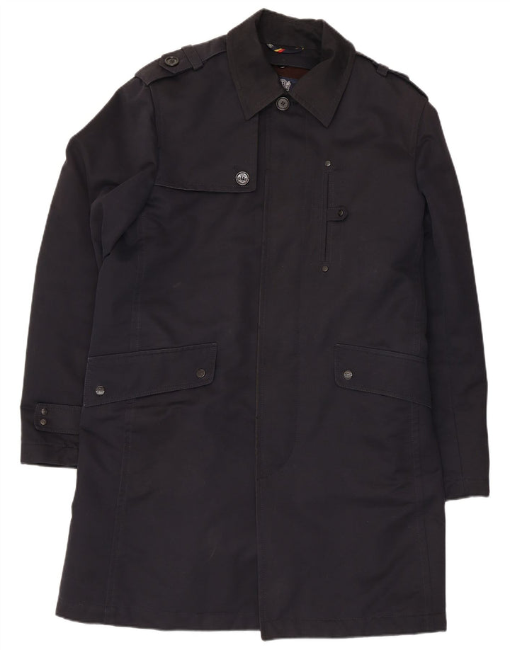 Boggi Herren Trenchcoat IT 50 Große marineblaue Baumwolle