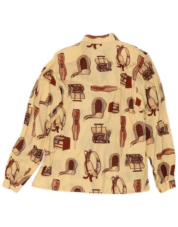 VINTAGE Damen übergroße Hemdbluse UK 14 Medium Off White