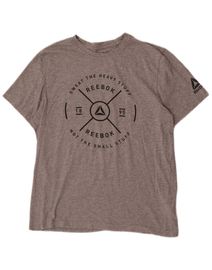 Reebok Herren Graphic T-Shirt Top Large Grau Baumwolle