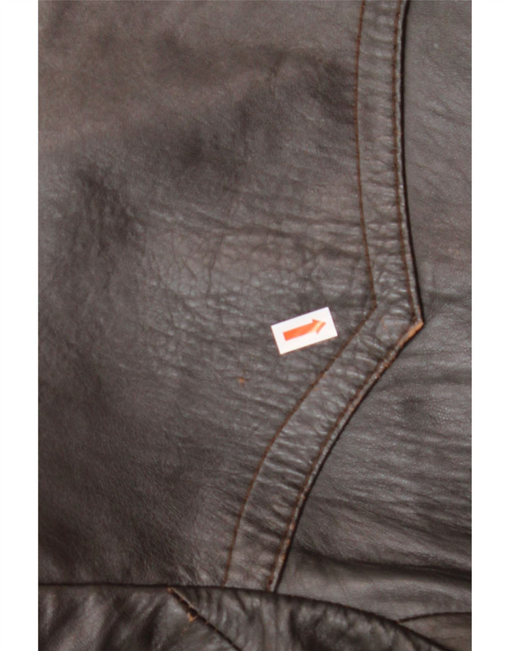 VINTAGE Herren Ledermantel IT 50 Großes braunes Leder