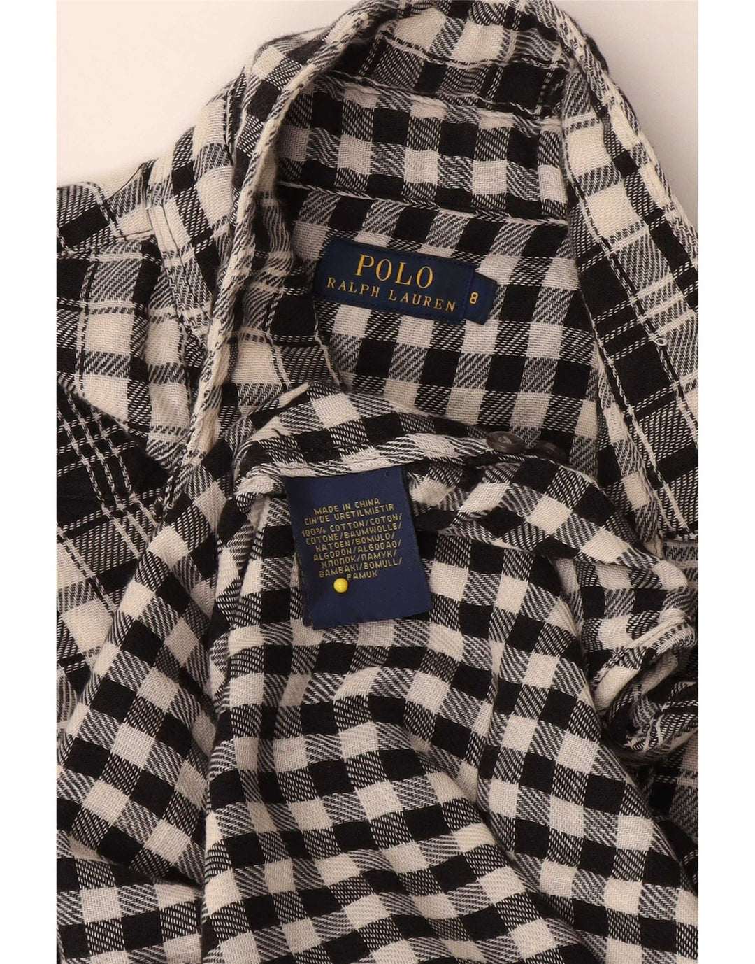 Polo Ralph Lauren Damenhemd US 8 Mittelschwarz karierte Baumwolle