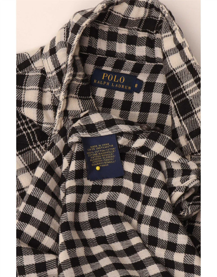Polo Ralph Lauren Damenhemd US 8 Mittelschwarz karierte Baumwolle