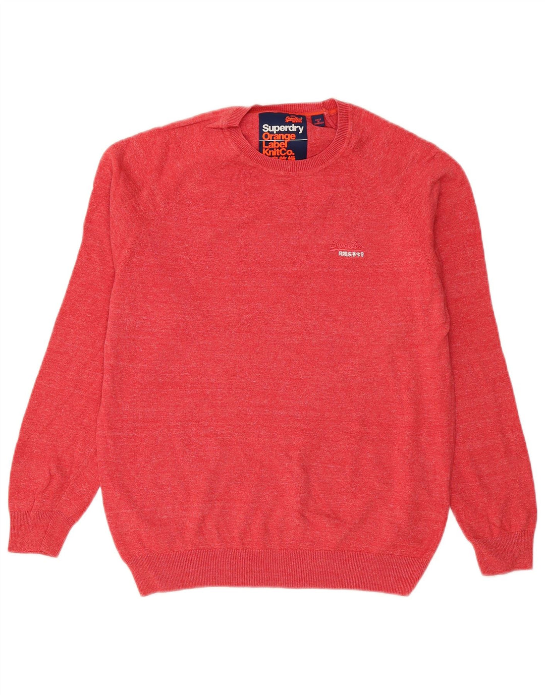 Superdry Herren-Pullover mit Rundhalsausschnitt, Größe L, aus roter Baumwolle