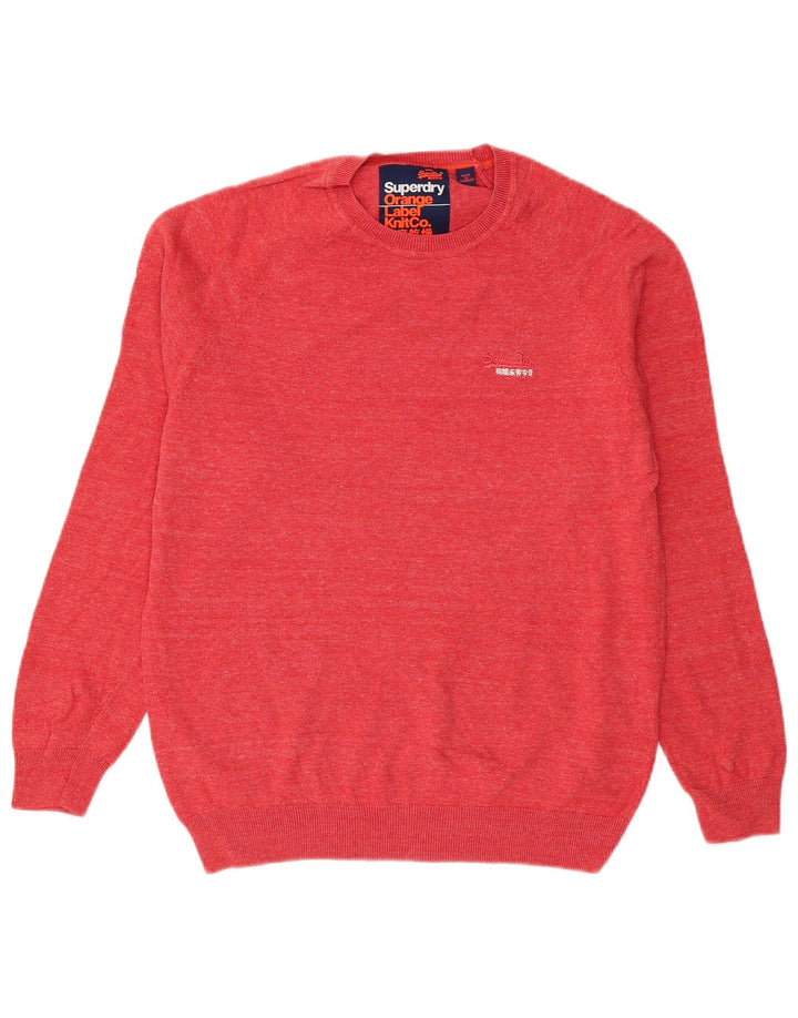 Superdry Herren-Pullover mit Rundhalsausschnitt, Größe L, aus roter Baumwolle