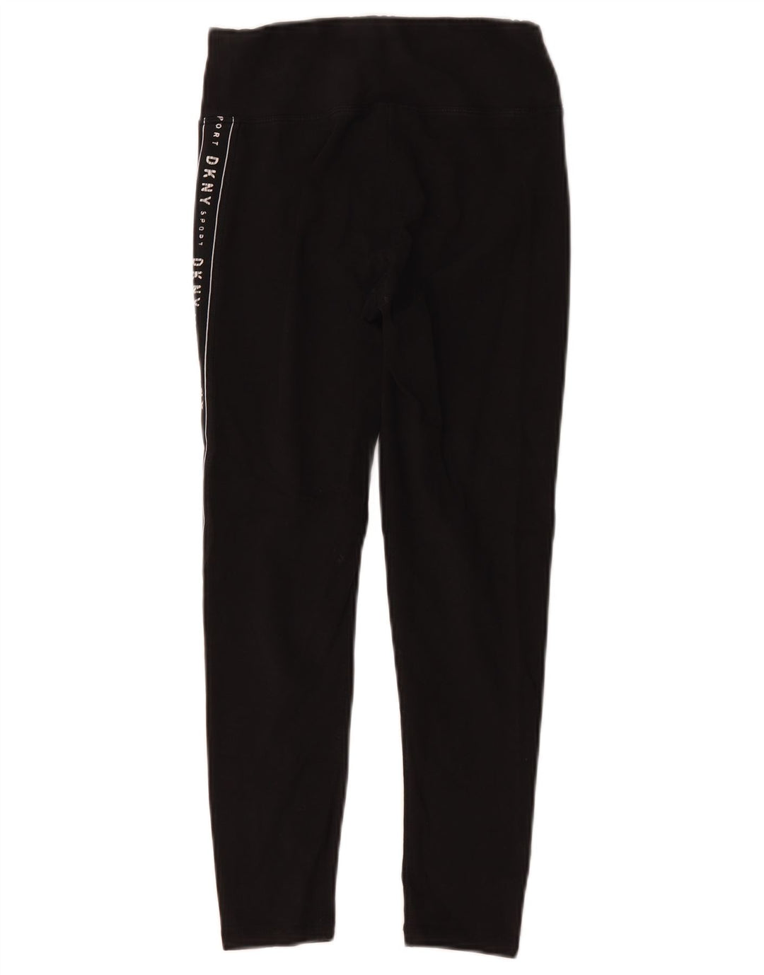 Dkny Womens Crop Graphic Leggings UK 8 Small Schwarze Baumwolle