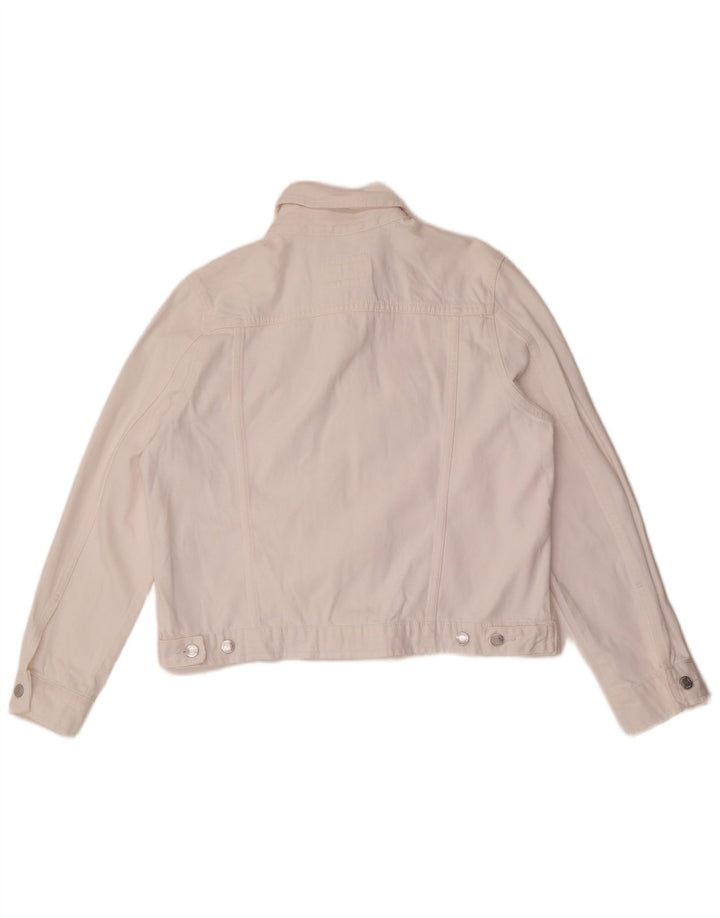 Marks & Spencer Damen Jeansjacke UK 14 Large Weiße Baumwolle
