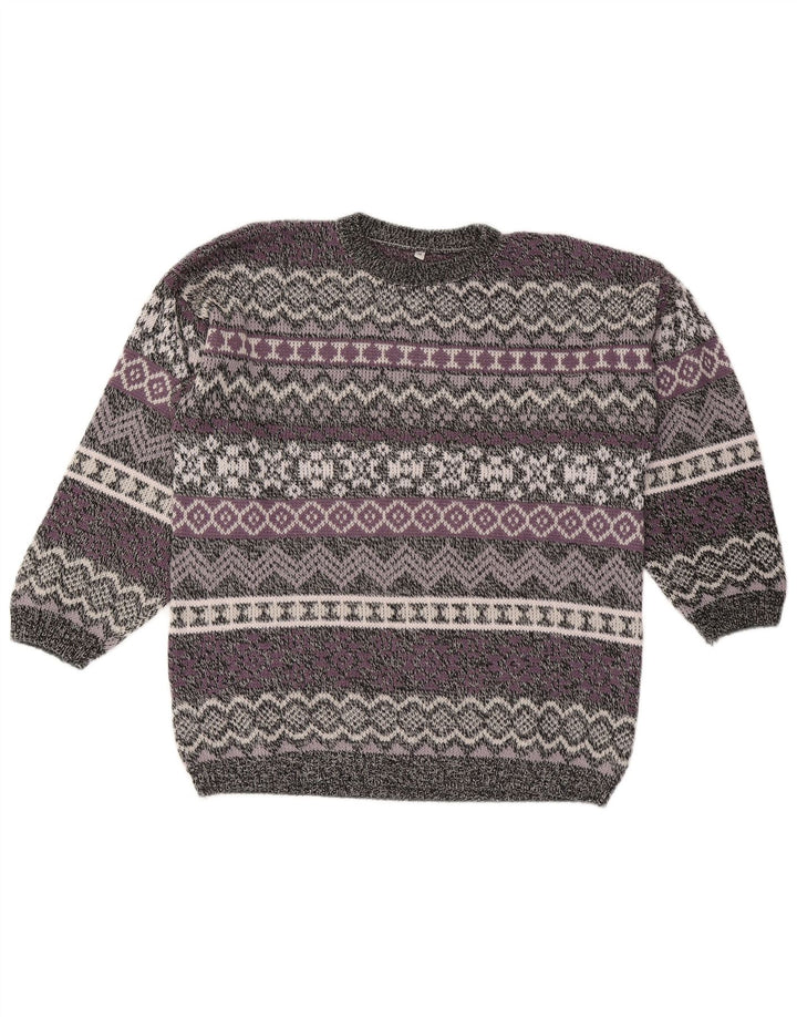 Vintage Herren-Pullover mit Rundhalsausschnitt, mittelgroß, mehrfarbig, Fair Isle