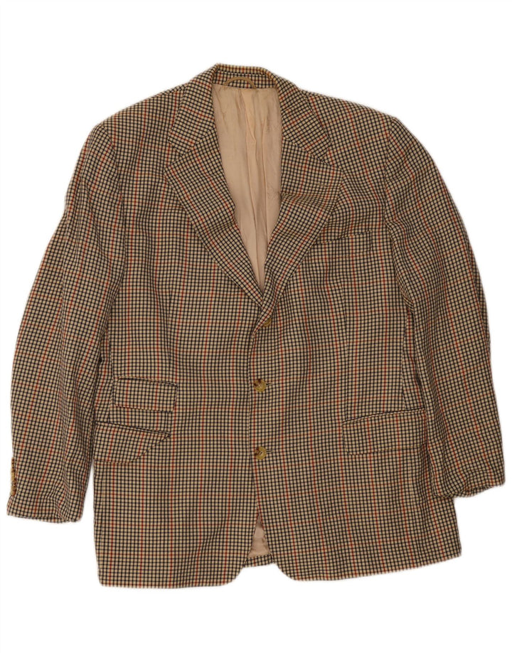 Burberrys Herren-Blazer mit 2 Knöpfen, UK 38, Mittelbeige mit Hahnentrittmuster