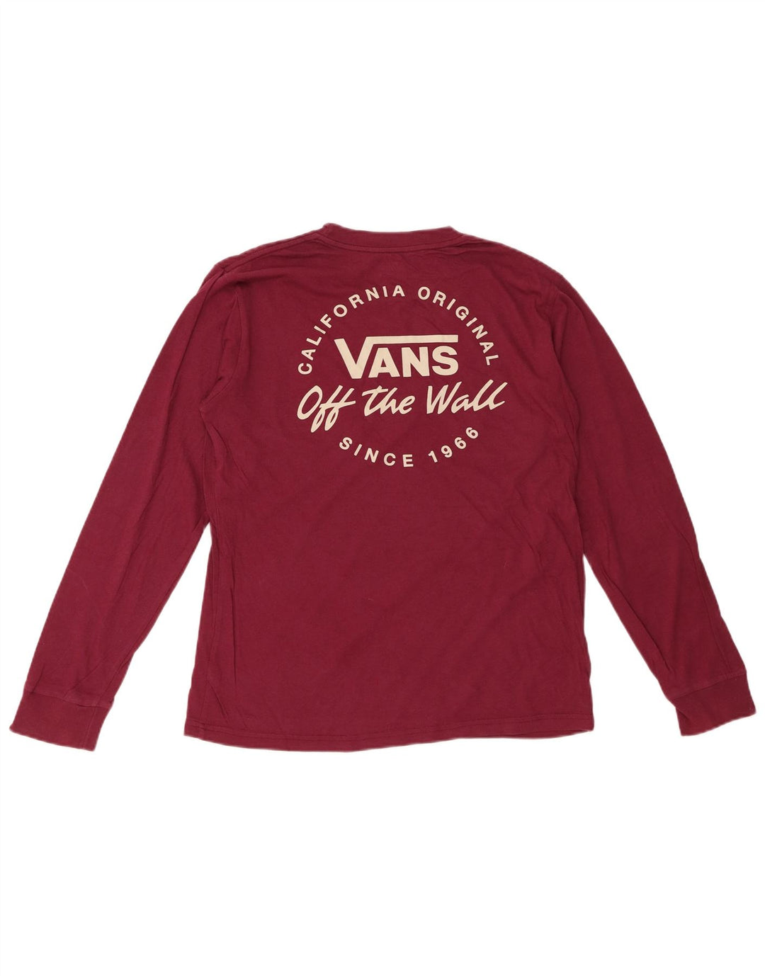 VANS Damen Graphic Top Langarm UK 14 Large Burgund Baumwolle
