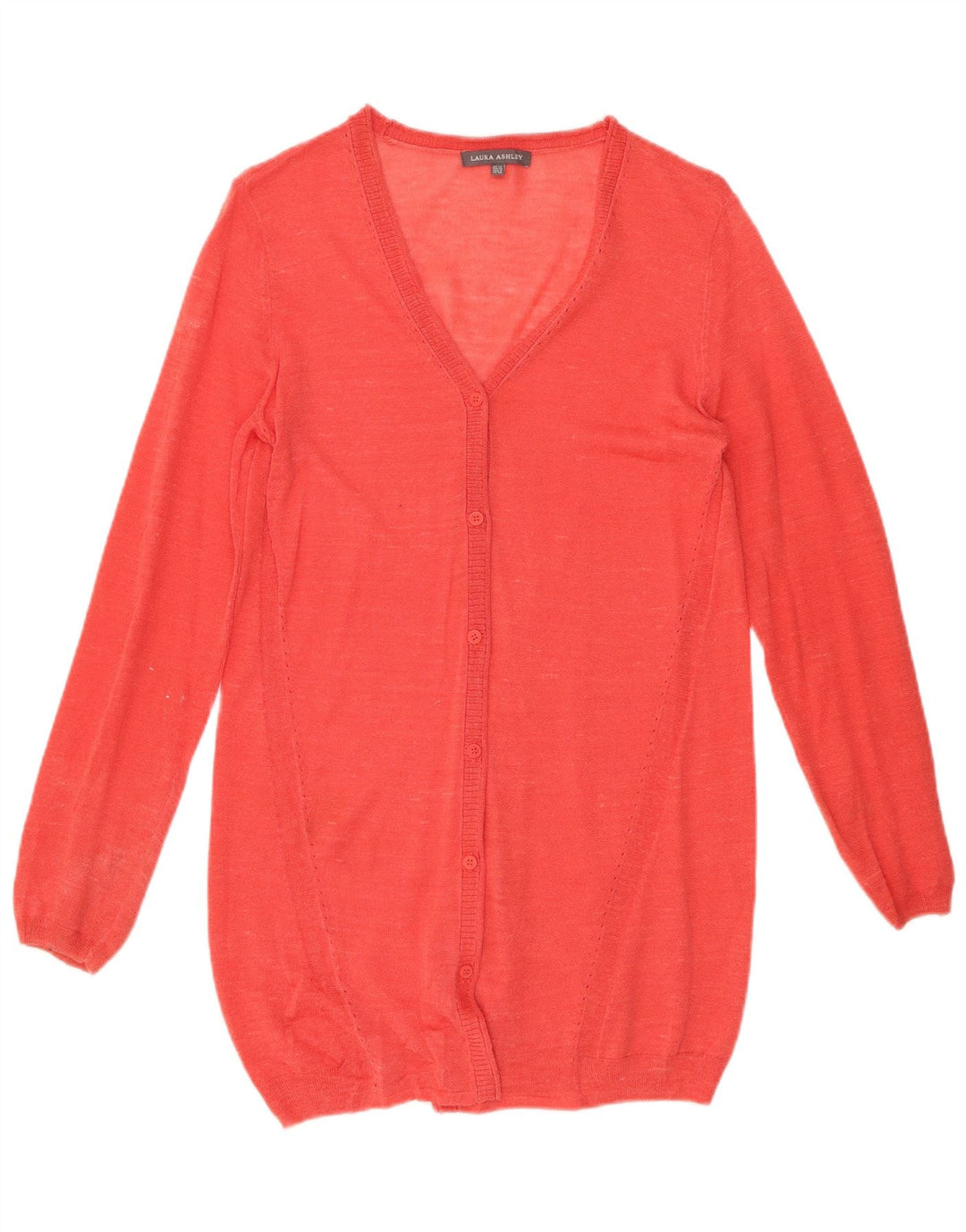 LAURA ASHLEY Damen Longline-Cardigan-Pullover UK 12 Mittelrot