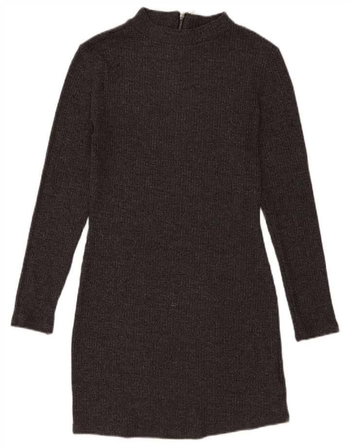 Marks & Spencer Damen Langarm-Pulloverkleid UK 12 Mittelgrau meliert
