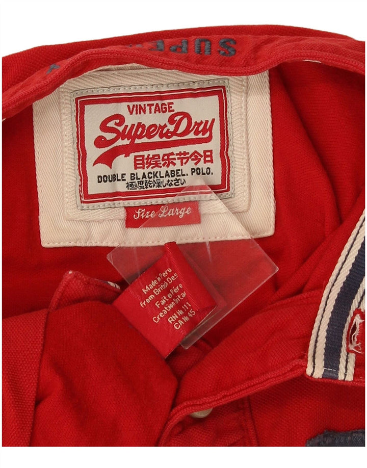 Superdry Herren-Poloshirt mit Grafik, Größe L, aus roter Baumwolle