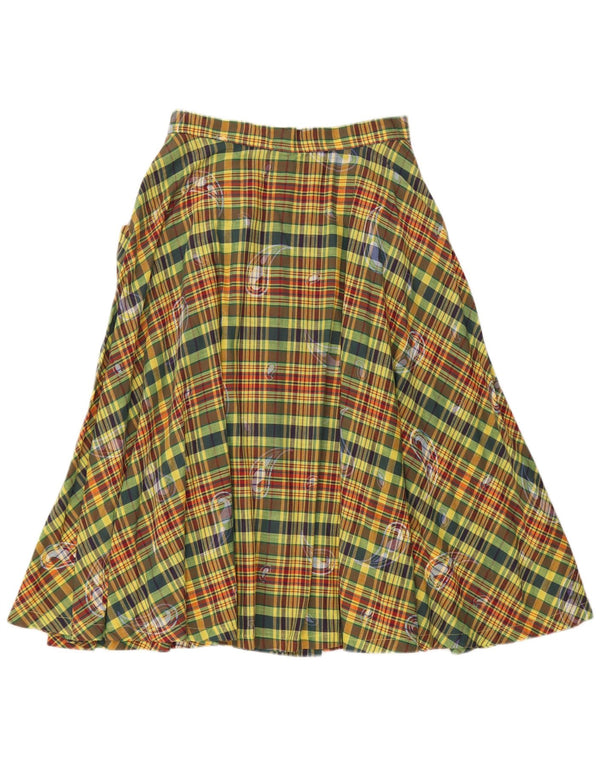 Vintage Damen High Waist Flared Rock IT 42 Medium W26 Grün kariert