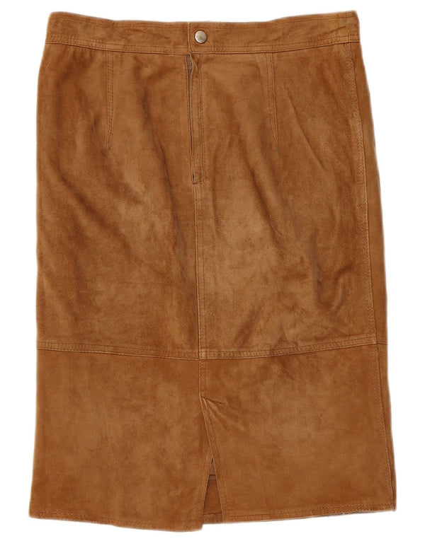 Vintage Damen Wildleder gerader Rock W30 Mittelbeige