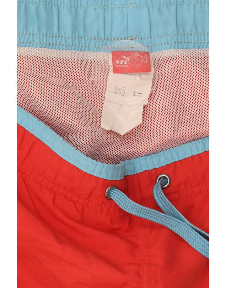 Puma Herren Badeshorts mit Grafik, groß, rotes Polyester