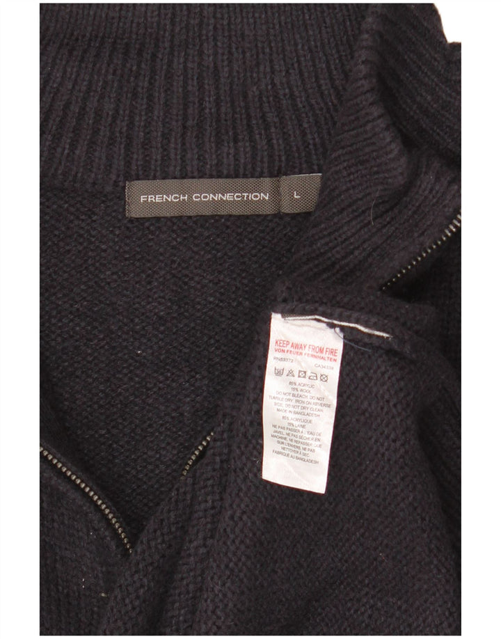 French Connection Herren-Pullover mit Reißverschluss am Hals, groß, Marineblau, Acryl