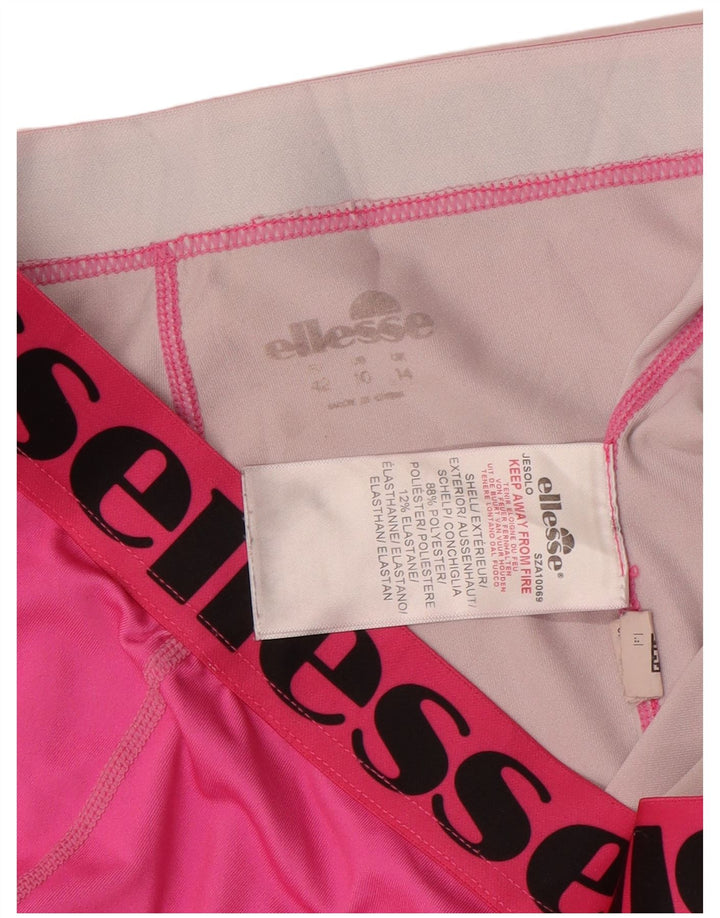Ellesse Womens Graphic Leggings UK 14 Large Pink Colourblock Polyester