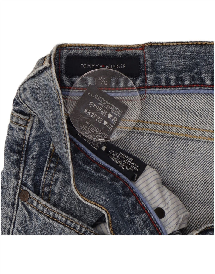 TOMMY HILFIGER Herren Straight Jeans W38 L32 Blaue Baumwolle