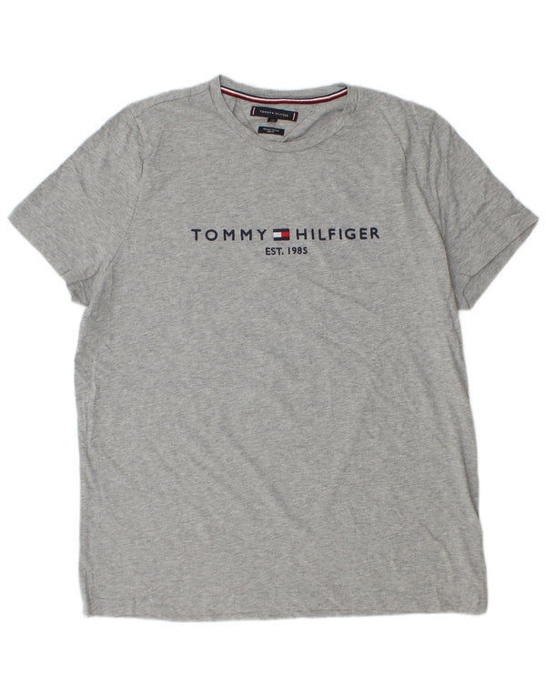 Tommy Hilfiger Herren Slim Fit Graphic T-Shirt Top 2XL Grau meliert Baumwolle