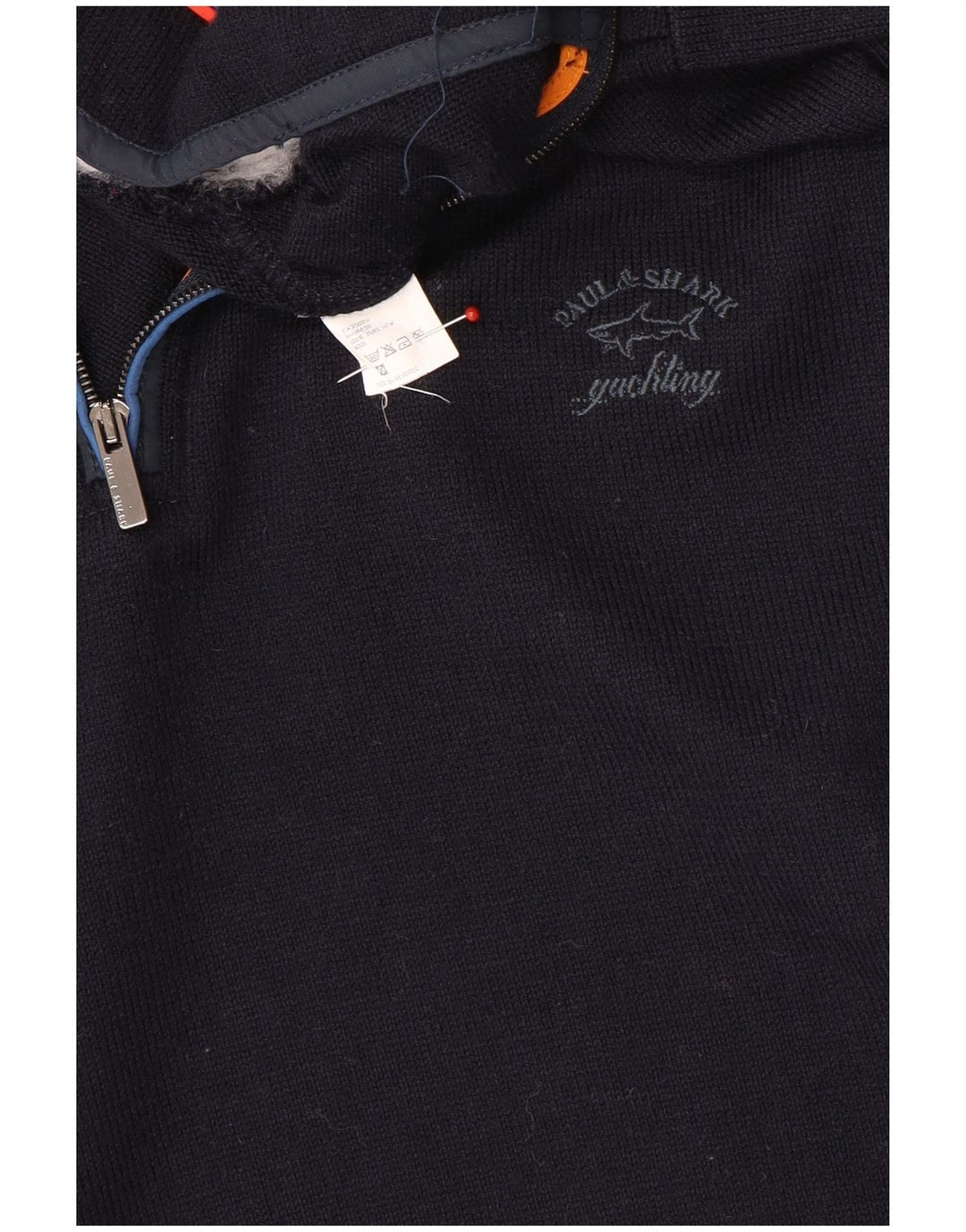 Paul & Shark Herren-Pullover mit Reißverschluss am Hals, mittlere marineblaue Wolle