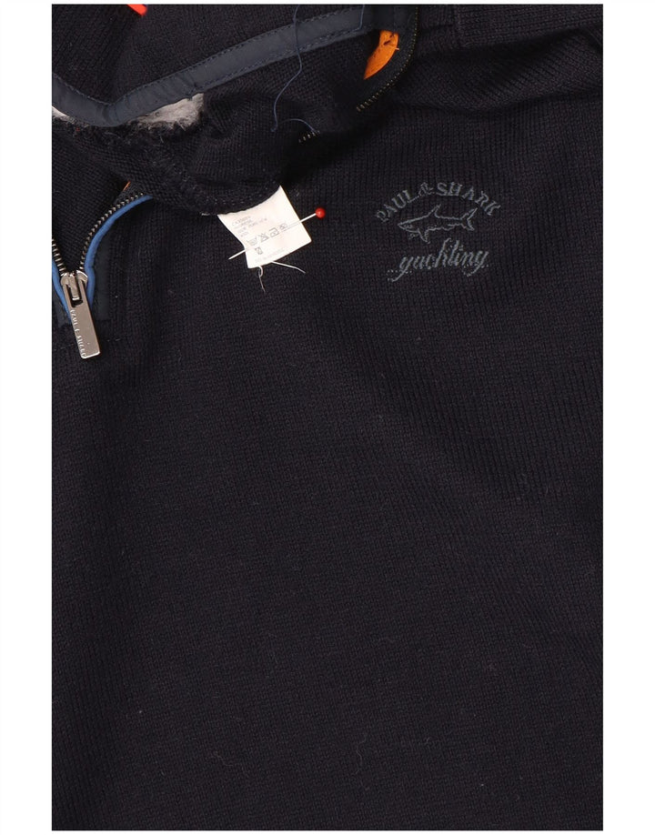 Paul & Shark Herren-Pullover mit Reißverschluss am Hals, mittlere marineblaue Wolle