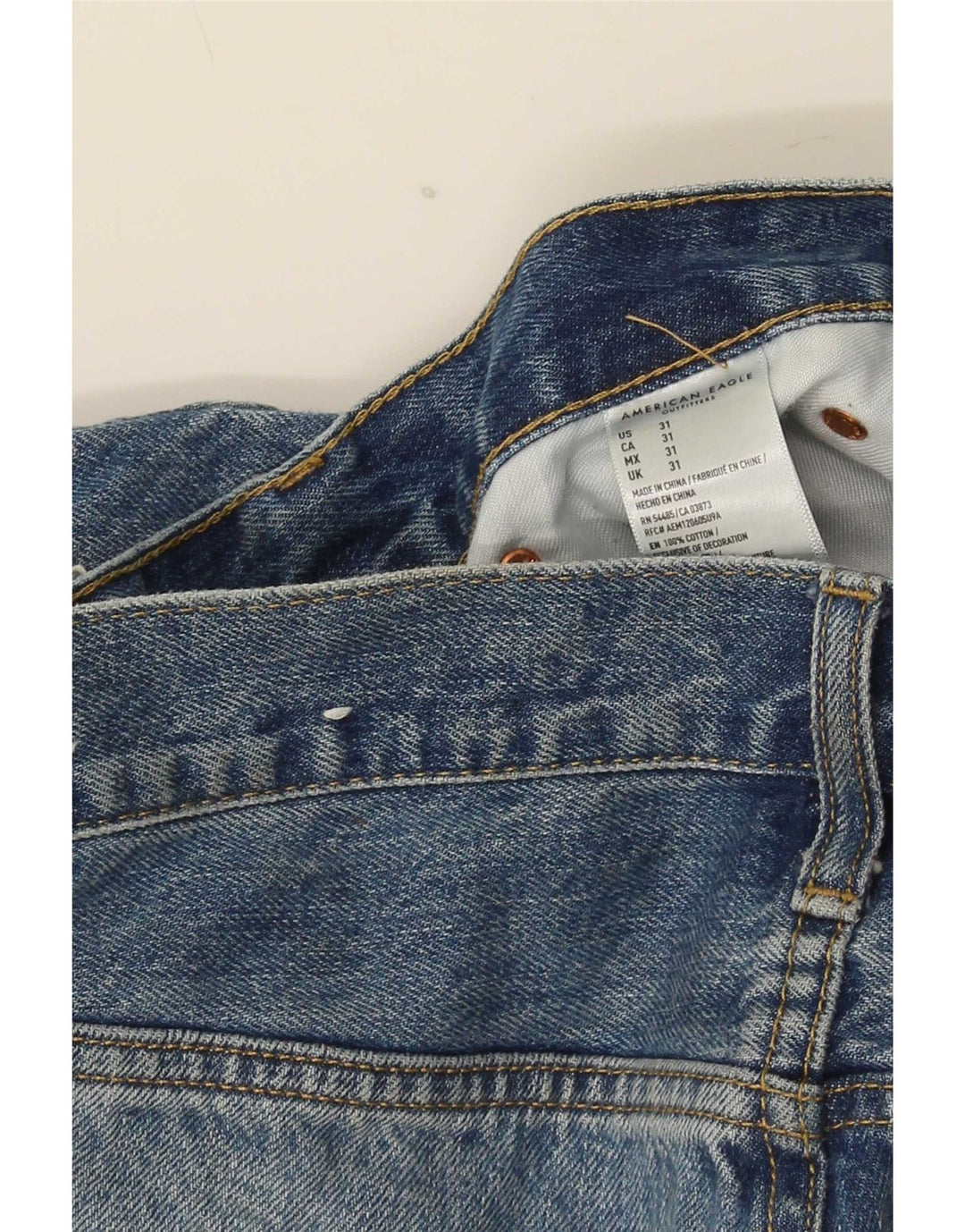 American Eagle Herren-Jeansshorts im Used-Look, W31, mittelblaue Baumwolle