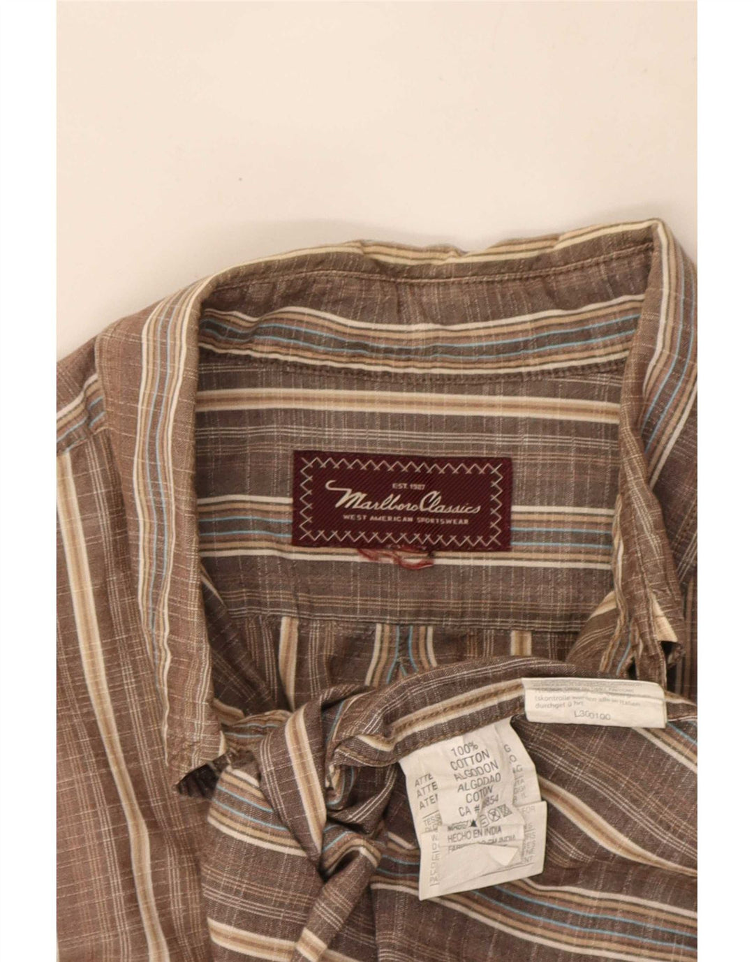 Marlboro Classics Herren-Kurzarmhemd XL, braun kariert, Baumwolle