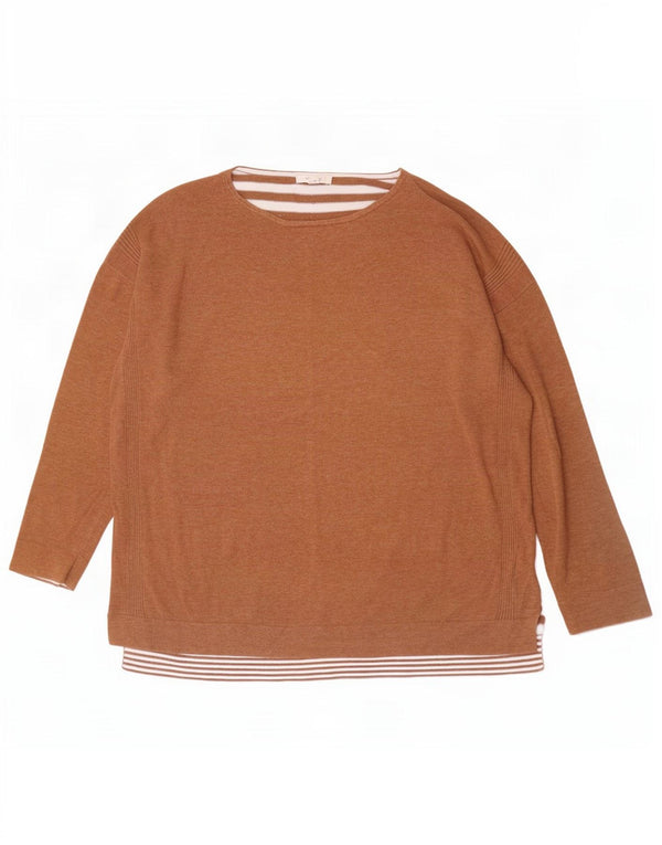 White Stuff Damen-Pullover mit U-Boot-Ausschnitt, UK 20 2XL, braun gestreift, Baumwolle