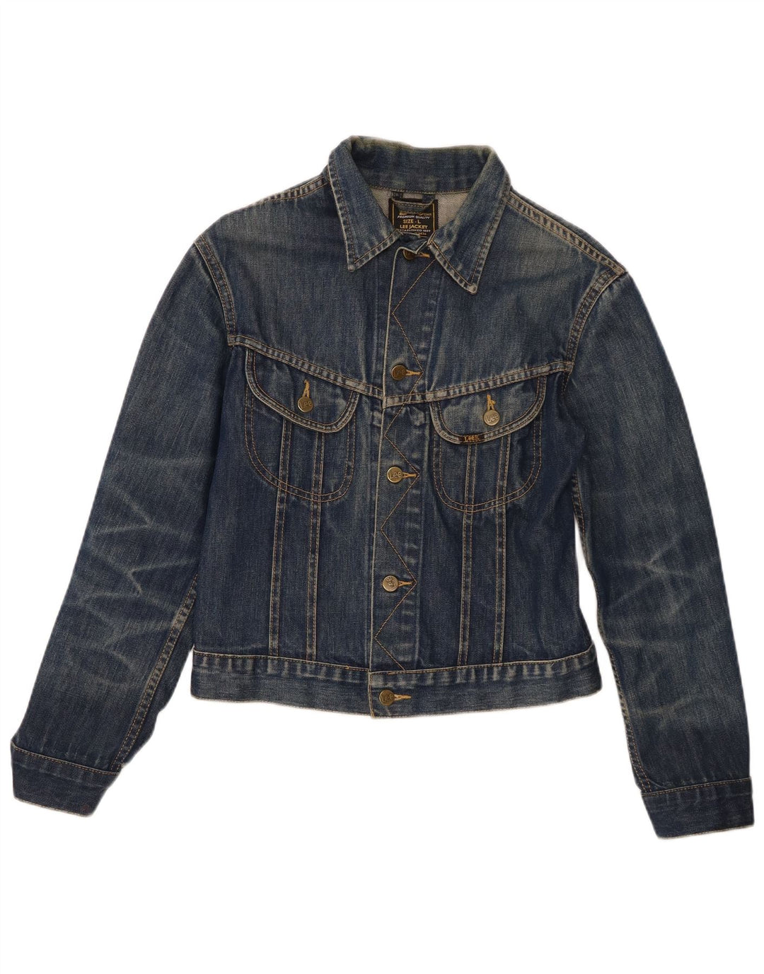 Lee Damen Jeansjacke UK 14 Große blaue Baumwolle