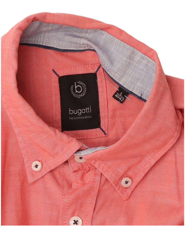Bugatti Herren Kurzarmhemd Größe 41/42 Large Pink