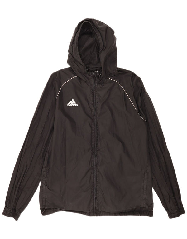 Adidas Herren-Regenjacke mit Kapuze, UK 42 XL, schwarzes Nylon
