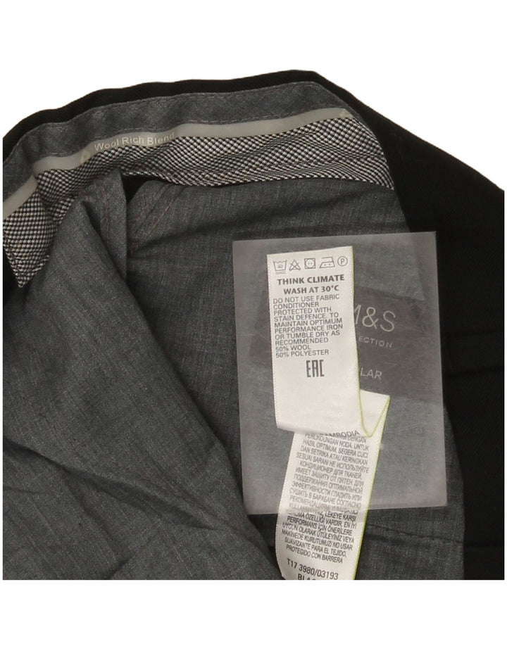 Marks & Spencer Damen-Anzughose, gerade, normal, W36, L29, schwarze Wolle