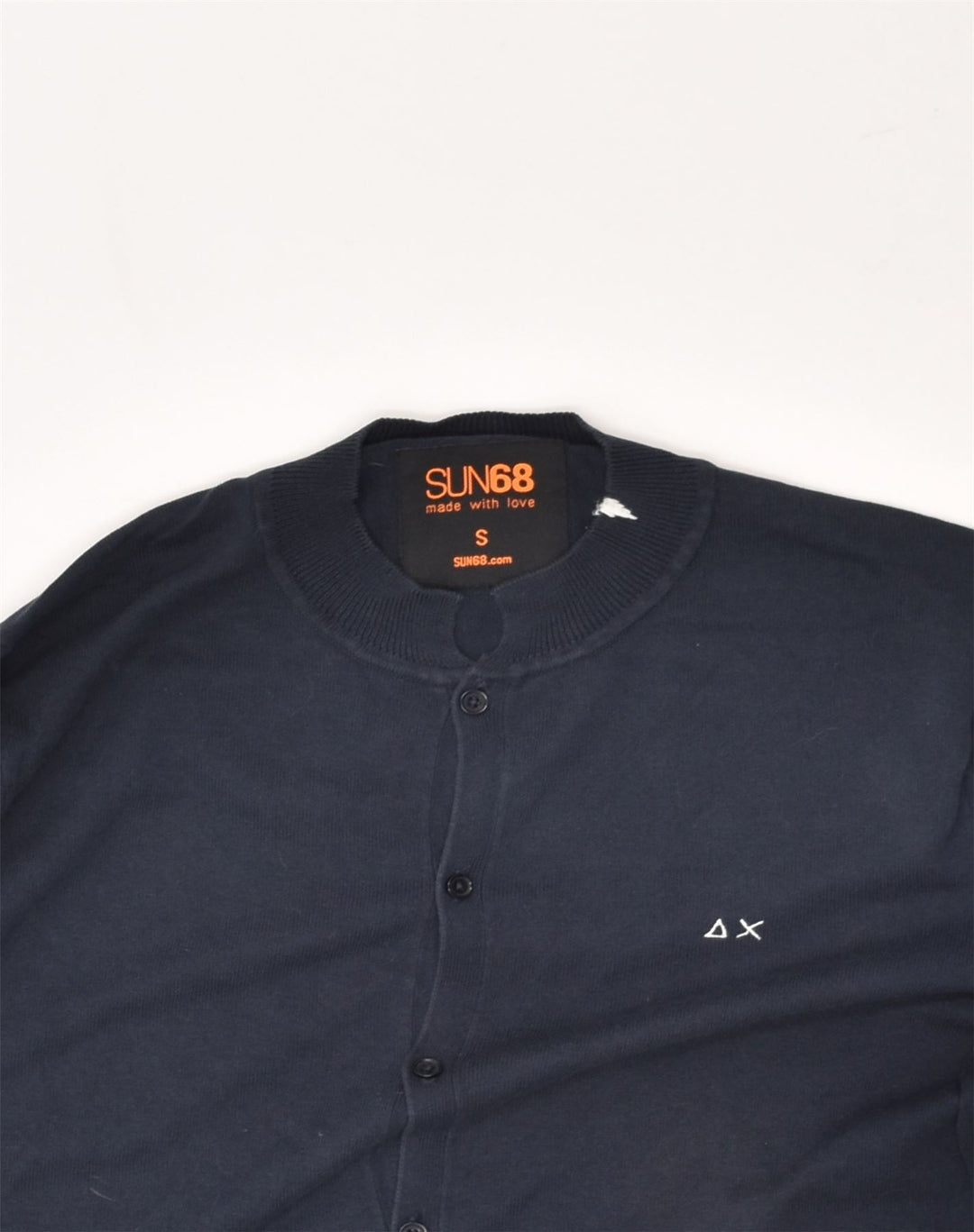 SUN68 Mens Cardigan Sweater Small Navy Blue Cotton | Vintage Sun68 | Thrift | Second-Hand Sun68 | Used Clothing | Messina Hembry 