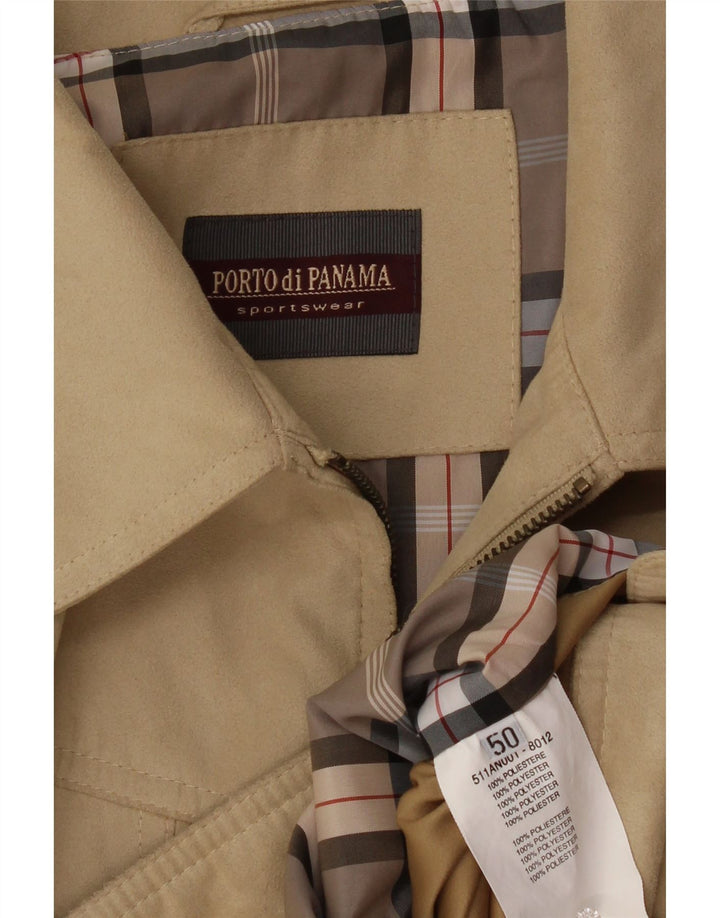 PORTO DI PANAMA Herren Bomberjacke IT 50 Large Beige Polyester