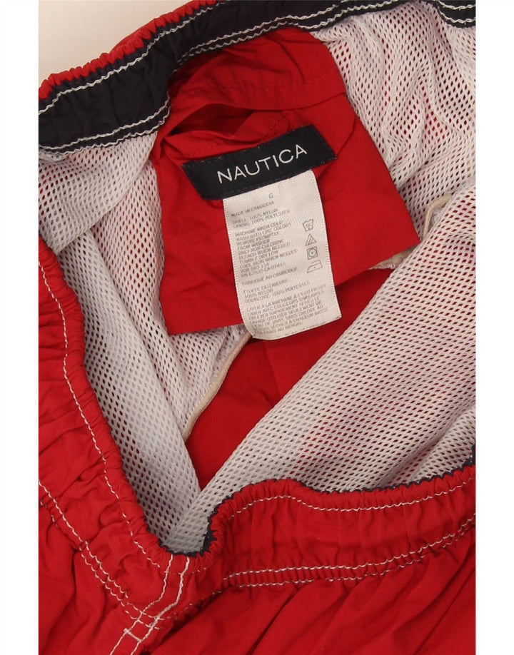 Nautica Herren-Badeshorts aus mittelrotem Nylon