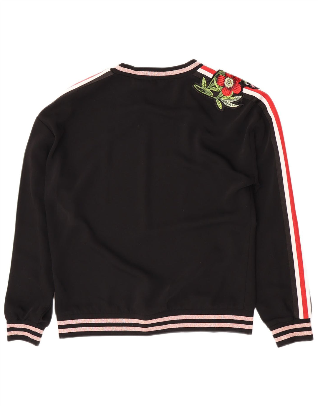 Ted Baker Damen Grafik-Sweatshirt-Pullover UK 14 Mittelschwarz geblümt