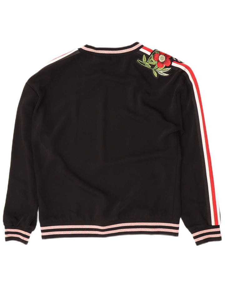 Ted Baker Damen Grafik-Sweatshirt-Pullover UK 14 Mittelschwarz geblümt