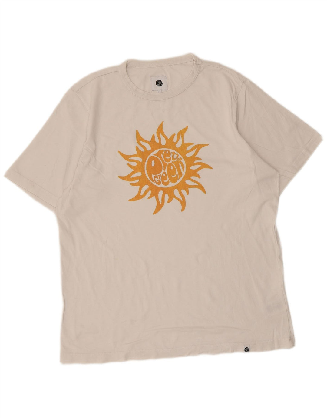 Pretty Green Herren-T-Shirt mit Grafik, Größe L, aus weißer Baumwolle