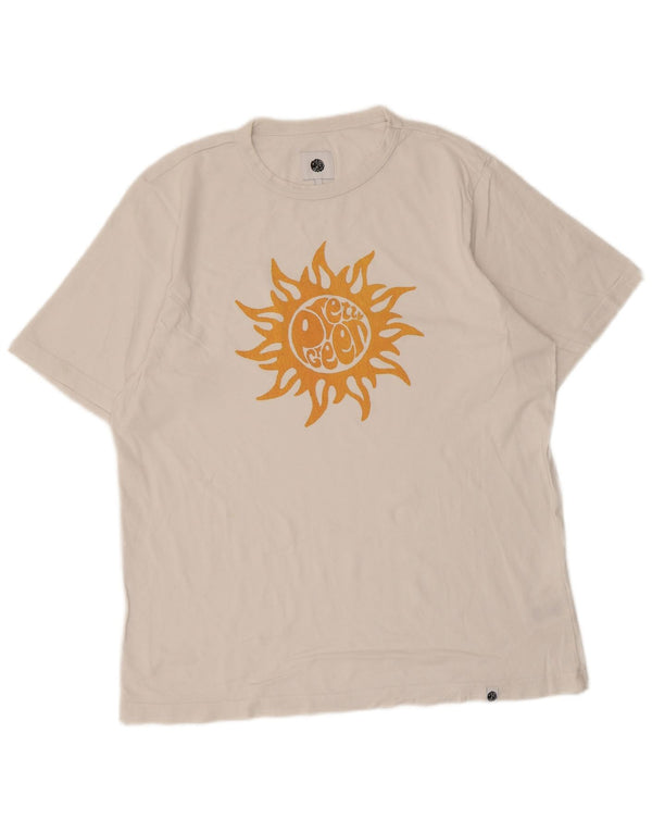 Pretty Green Herren-T-Shirt mit Grafik, Größe L, aus weißer Baumwolle
