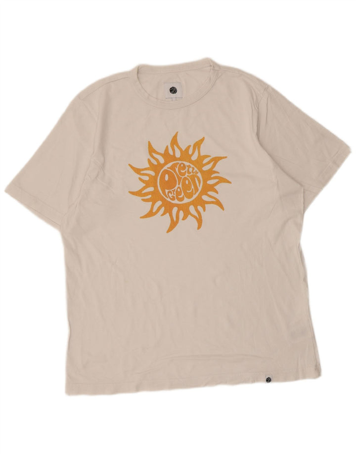 Pretty Green Herren-T-Shirt mit Grafik, Größe L, aus weißer Baumwolle