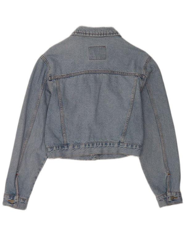 Vintage Damen Crop Jeansjacke UK 14 Mittelblaue Baumwolle