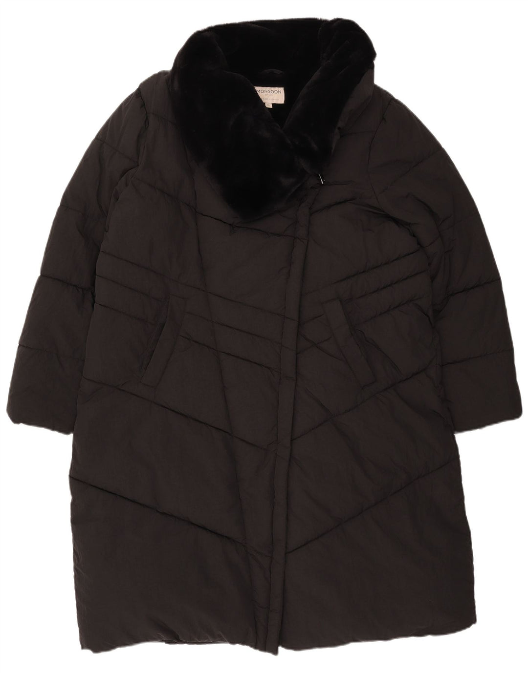 MONSOON Damen Wattierter Mantel UK 18 XL Schwarz Nylon
